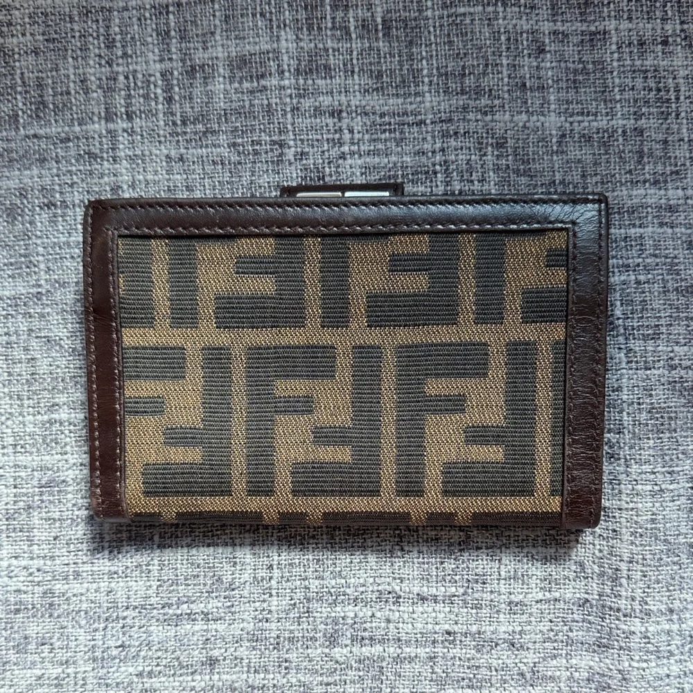 Fendi Compact Brown Leather Wallet